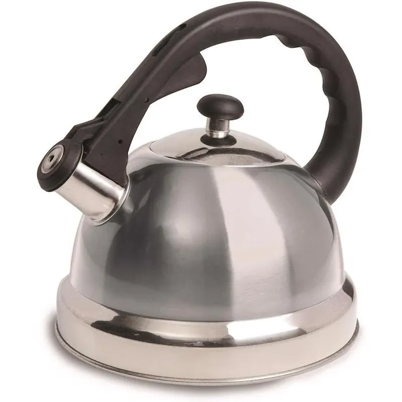 Gibson 2.2‑Quart Silver Stainless Steel Whistling Tea Kettle – Heat‑Resistant Handles