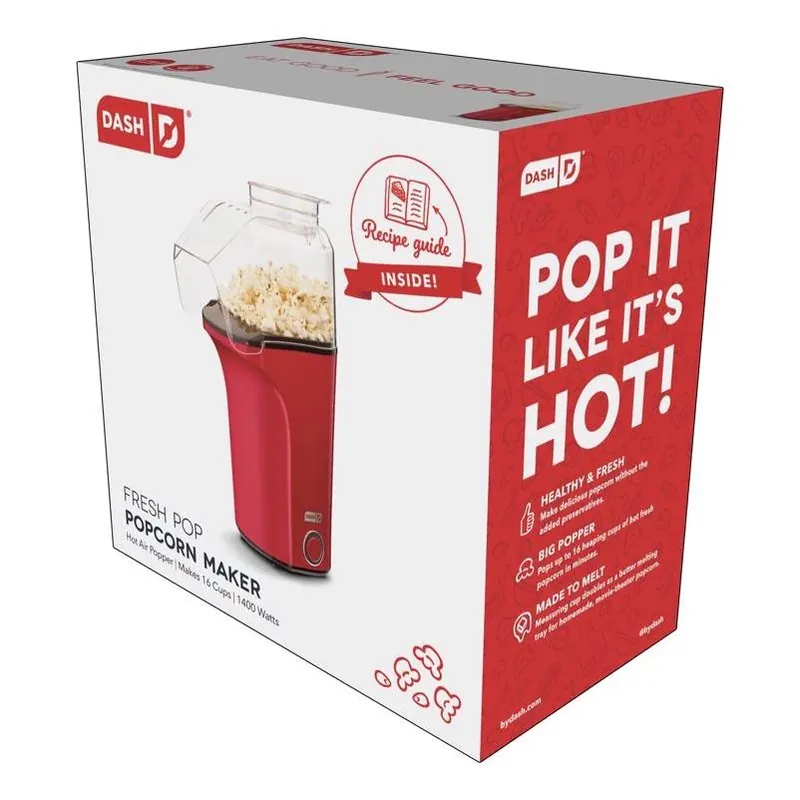 Dash Red 16‑Cup Air Popcorn Maker – Compact Home Theater Popper