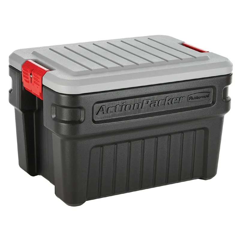 Action Packer Storage Container, Grey & Black, 24-Gallons