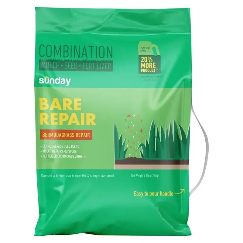 Sunday Bare Repair Premium Bermuda Lawn Mix – Fertilizer, Mulch & Seed For Full‑Sun (4.5 lb)