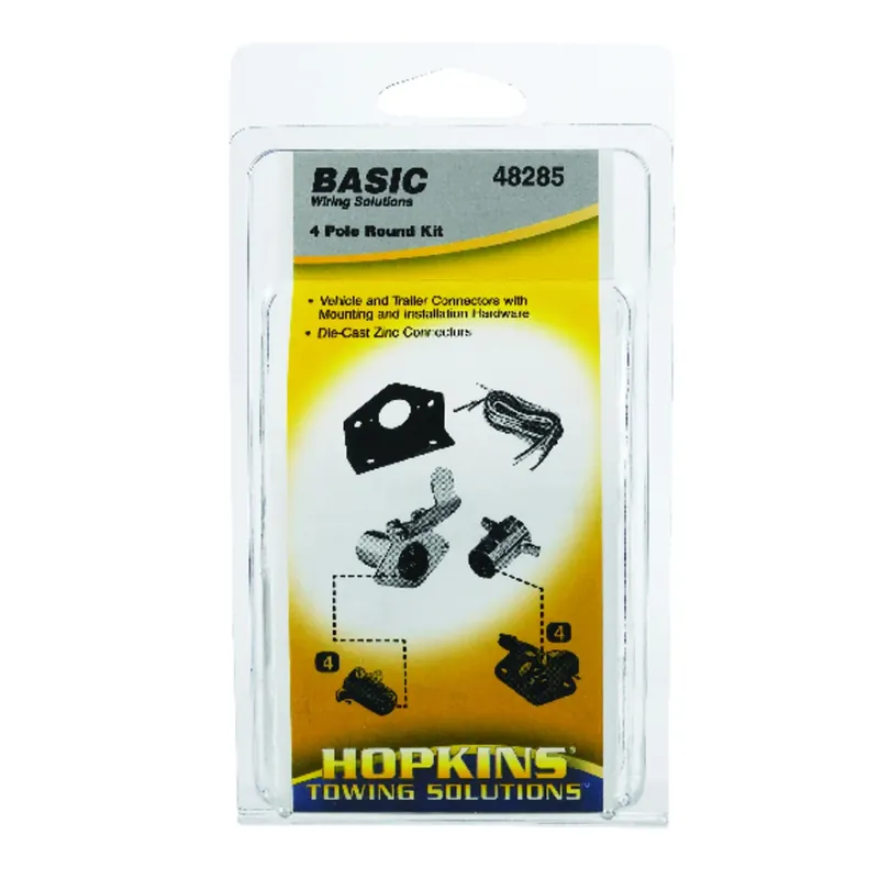 48285 4-pole Round Trailer Connector Kit With Mounting Hardware
