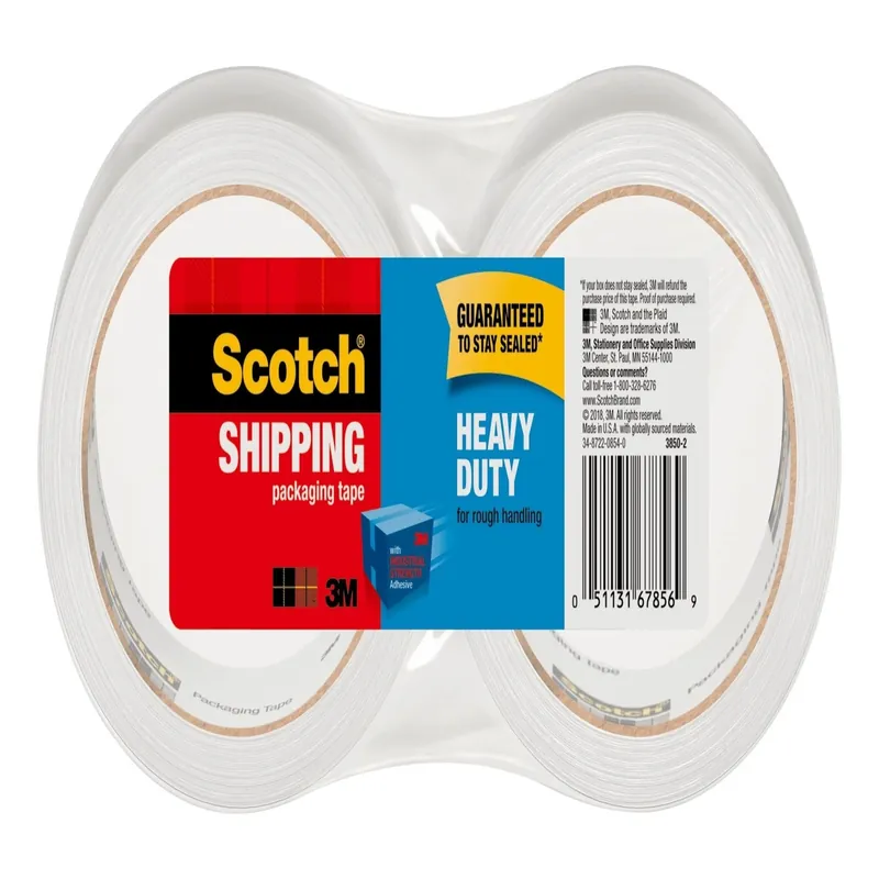 Scotch Heavy Duty Shipping Packaging Tape, 1.88 In. W X 54.6 Yd L, Clear