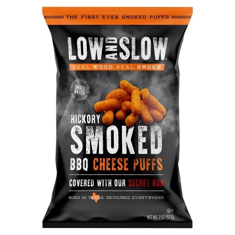 Low & Slow Hickory‑Smoked BBQ Cheese Puffs – 2 oz Bag