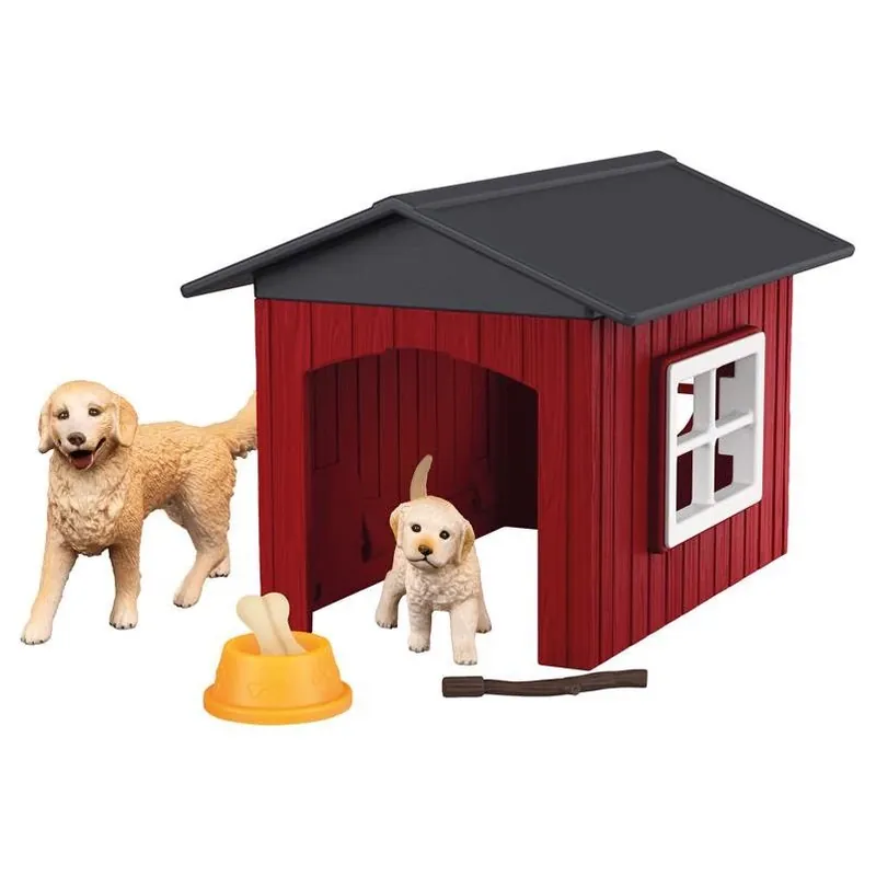 Schleich Multicolor Golden Retriever Dog Kennel Playset – 9 Pieces