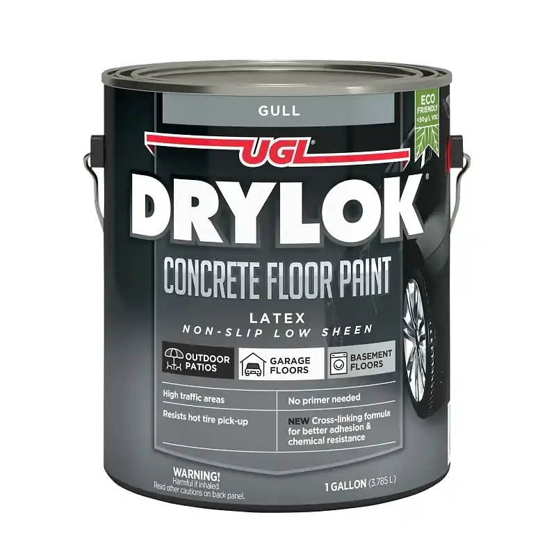 Low Voc Concrete Floor Paint, Gull, 1 Gallon - Latex, Flat Finish