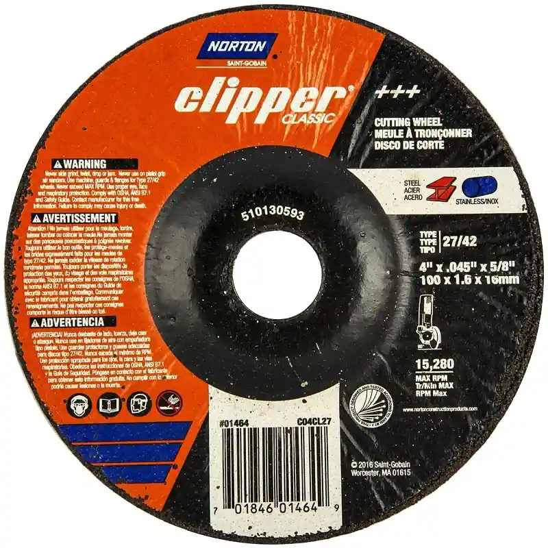 Norton Clipper 4 In. D X 5/8 In. X .045 In. Thick Aluminum Oxide Classic Cut-Off Wheel 1 Pk
