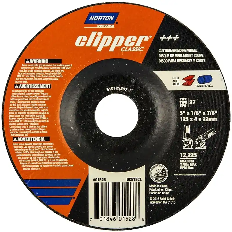 Clipper 5 In. D X 7/8 In. Type 27 Classic Grinding Wheel