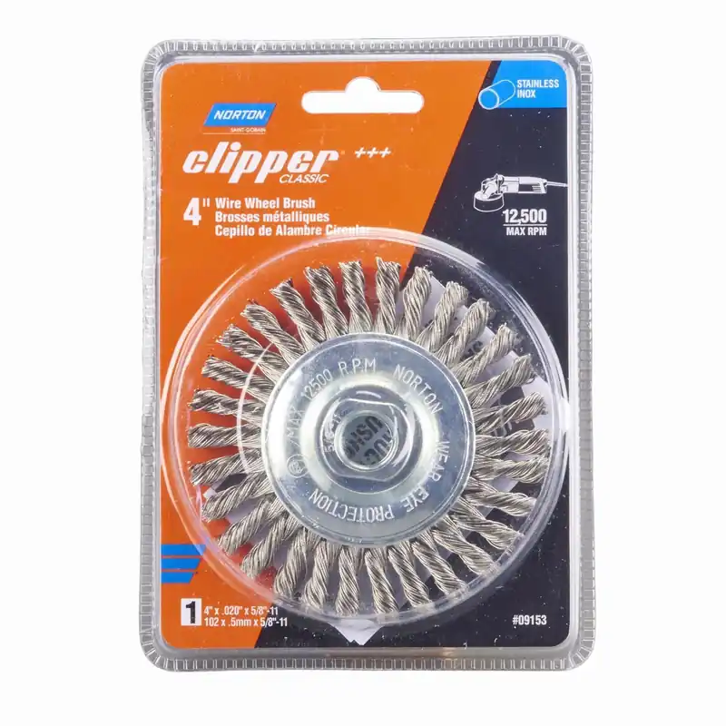 Norton Clipper 4 Inch Knotted Wire Wheel Brush Stainless Steel 12500 Rpm