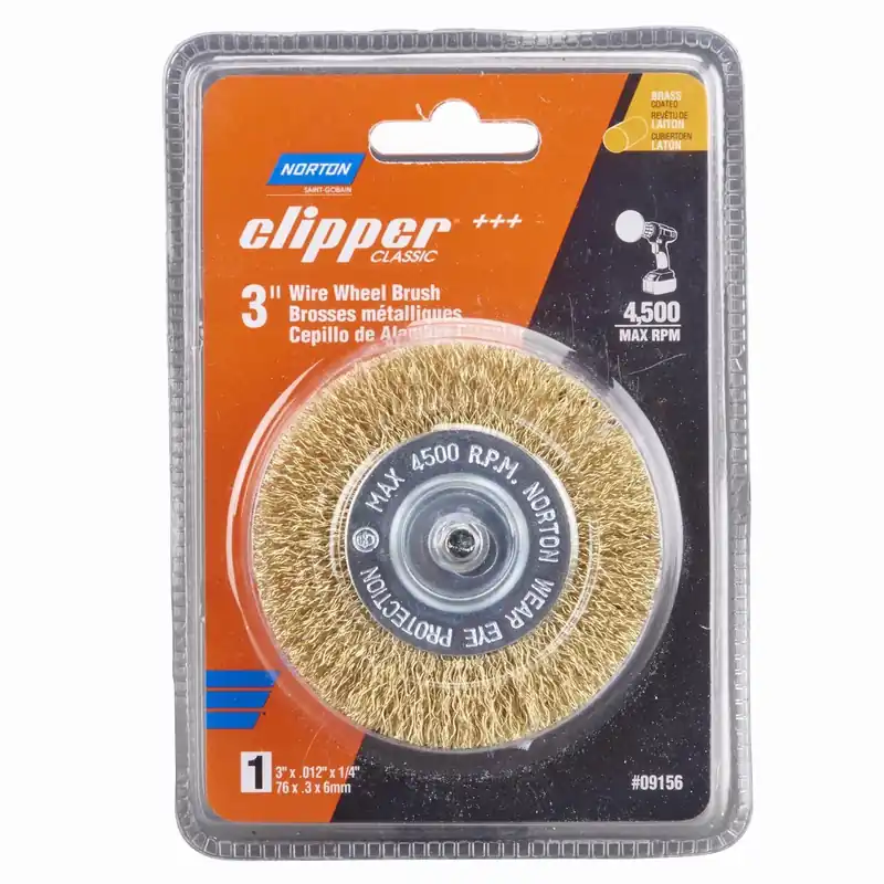 Norton Clipper 3 Inch Coarse Crimped Wire Wheel Brass 4500 Rpm 1 Piece