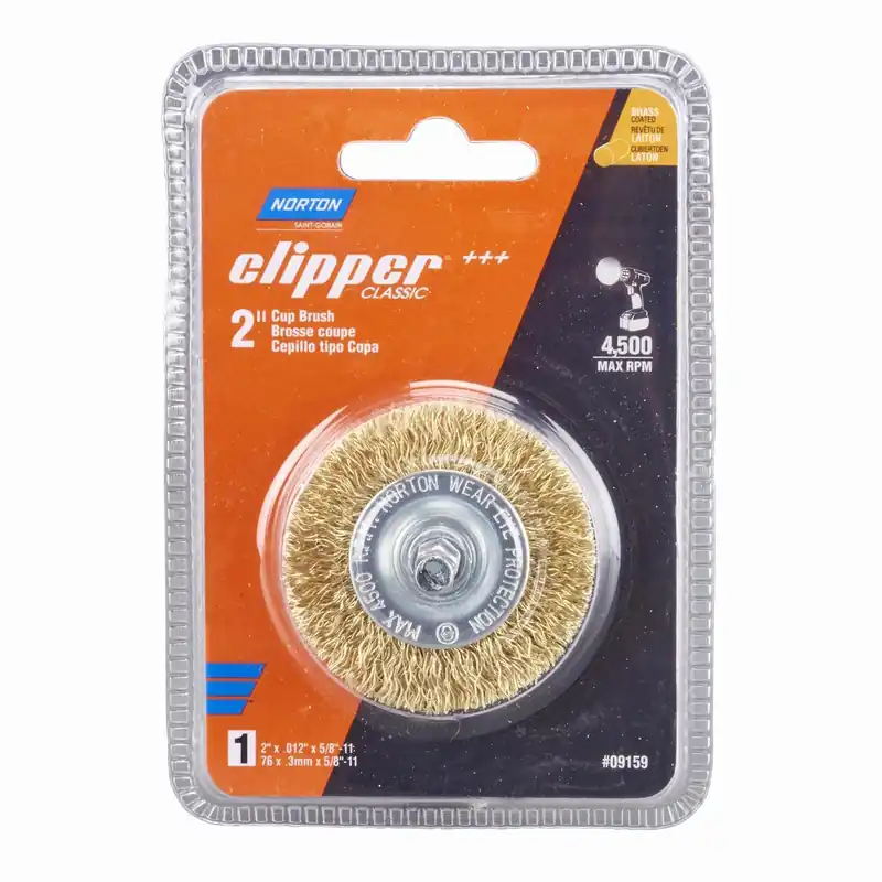 Norton Clipper 2 Inch Coarse Crimped Wire Cup Brush Brass 4500 Rpm