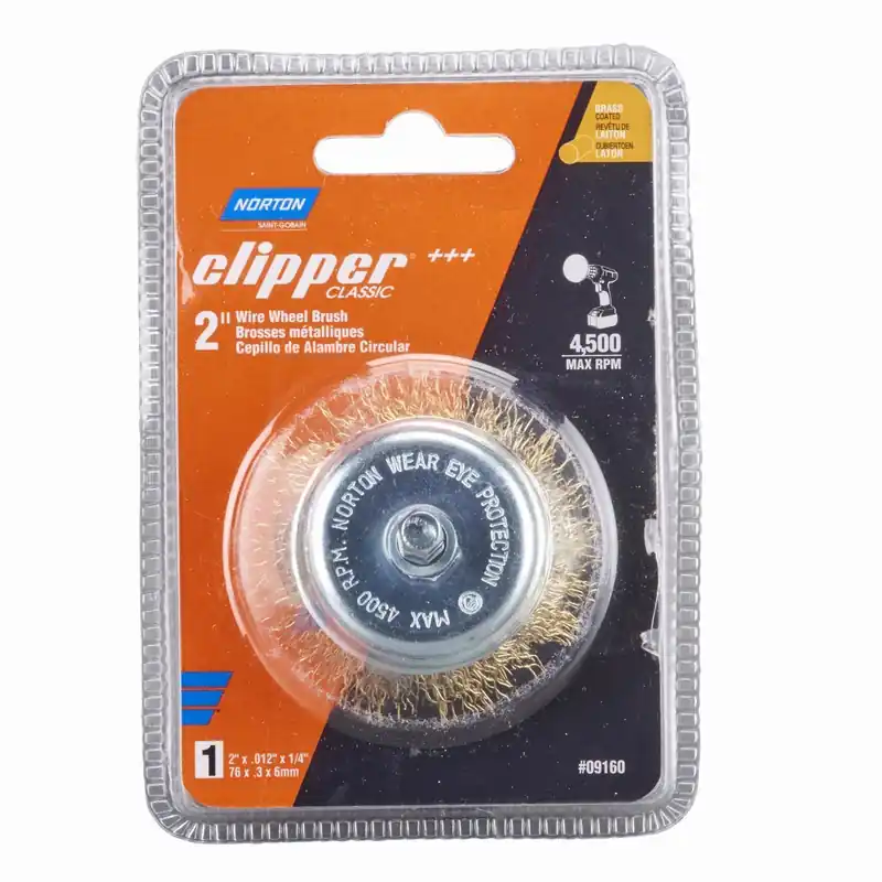 Norton Clipper 2 Inch Coarse Crimped Wire Wheel Brush Brass 4500 Rpm