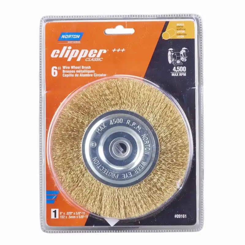 Norton Clipper 6 Inch Coarse Crimped Wire Wheel Brush Brass 4500 Rpm