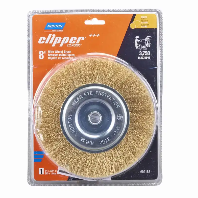 Norton Clipper 8 Inch Coarse Crimped Wire Wheel Brush Brass 3750 Rpm
