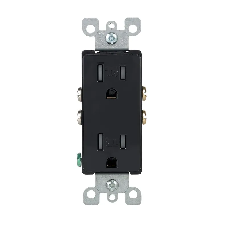 Leviton Decora 15 Amp 125 Volt Tamper Resistant Black Duplex Outlet 5-15r
