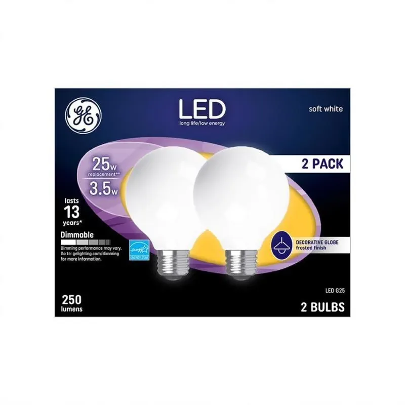 GE Frosted Dimmable LED Replacement Bulb – G25 Decorative Lamp, 25W Equivalent, Medium E26 Base