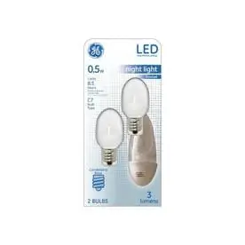 GE C7 E12 (Candelabra) LED Bulb Soft White 4 Watt Equivalence 2 Pk