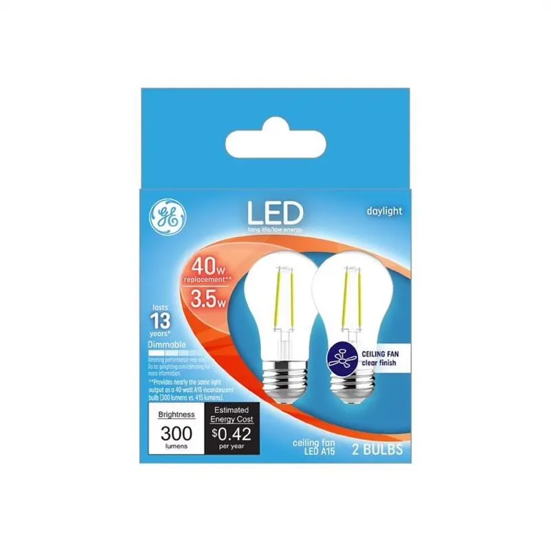 GE A15 E26 (Medium) LED Bulb Daylight 40 Watt Equivalence 2 Pk