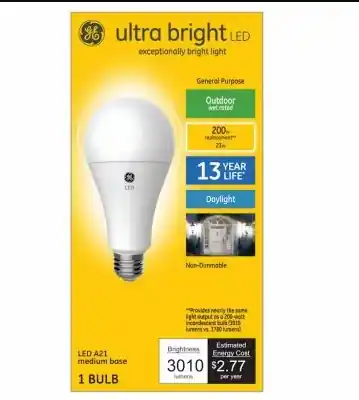 LED Bulb, A21, Ultra Bright, 5000 Kelvin, 3010 Lumens, 23 Watt