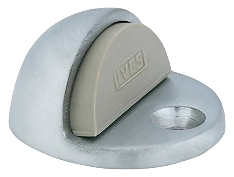 1-3/4 In. W X 2 In. L Heavy Duty Brass Satin Nickel Door Stop With Rubber Bumper
