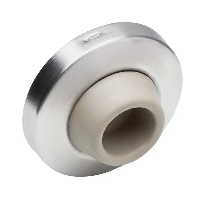 2-1/2 In. H X 2-1/2 In. W X 3/8 In. L Brass Satin Chrome Wall Door Stop