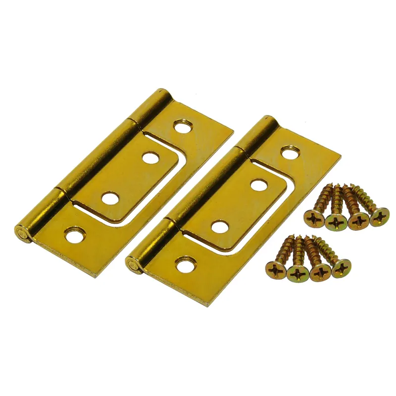 Johnson Hardware Brass-Plated Non-Mortise Hinge Set 2 Pk