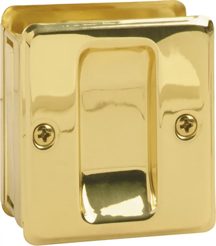 Polished Brass Passage Pocket Door Pull For 1-3/8" To 1-1/2" Thick Doors