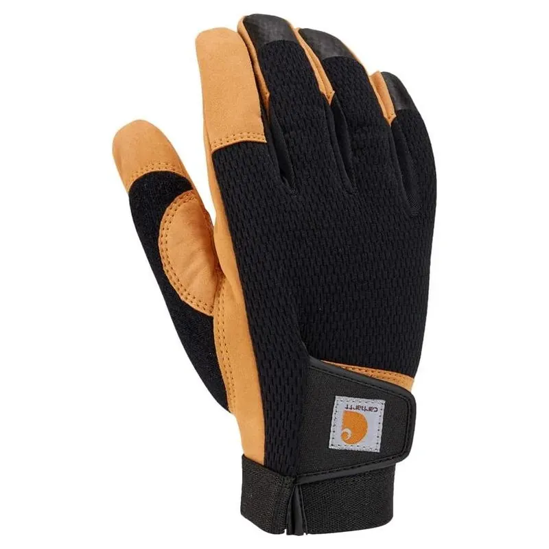 Carhartt Men’s Dual‑Use Grip Gloves – Black/Yellow, Large