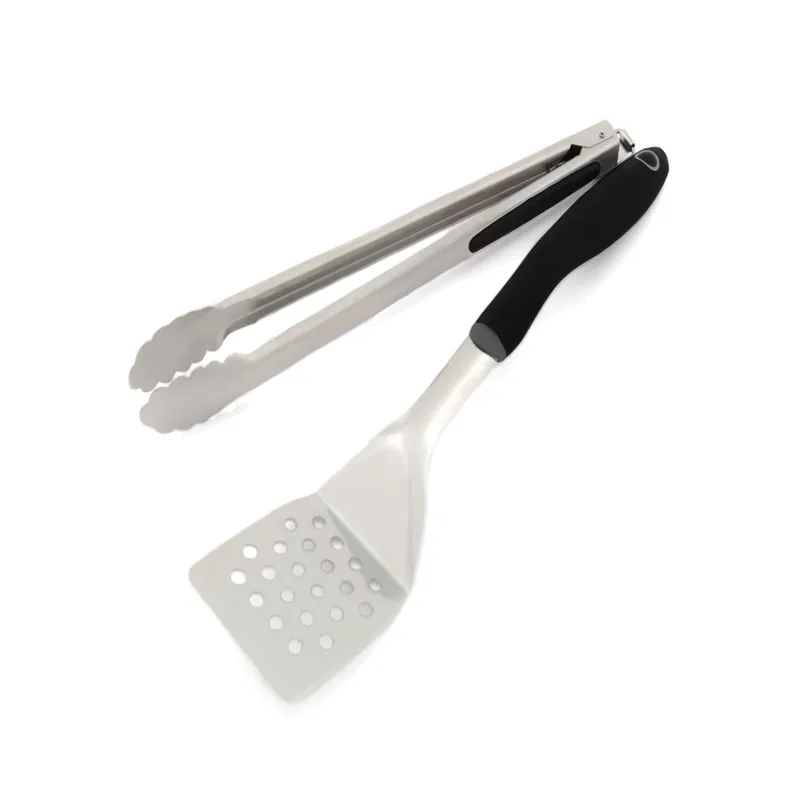 Soft Grip Handle Stainless Steel 2-piece Bbq Tool Set For Outdoor Cooking