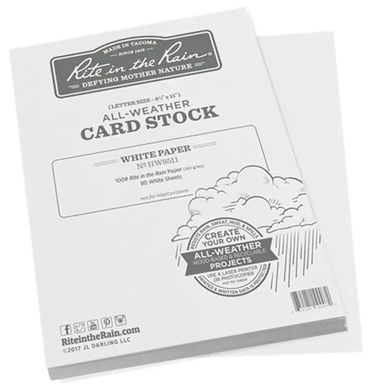 All-weather 8.5 In. X 11 In. 100 Lbs. Card Stock, White