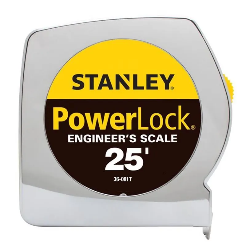 Stanley PowerLock 25‑Foot Engineer’s Tape Measure – 1‑Inch Wide, Metal Case