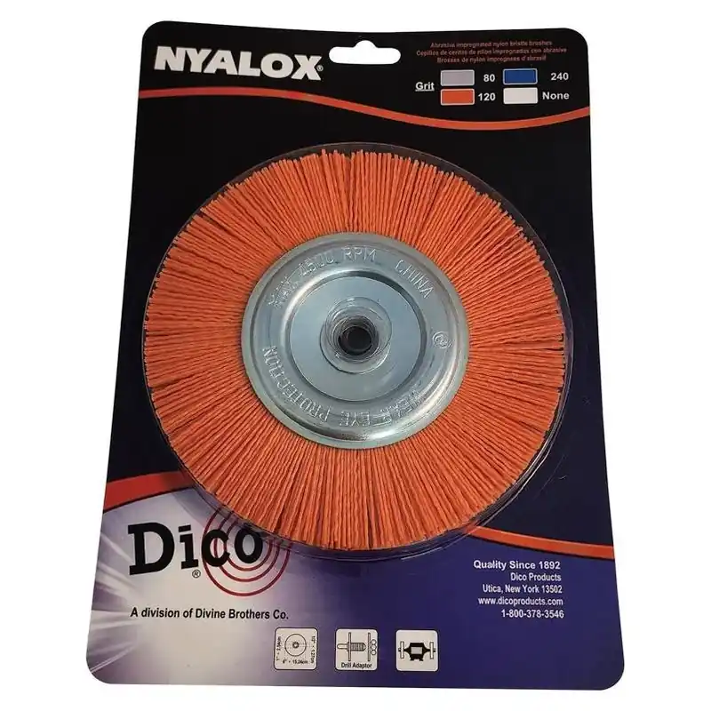 7200067 6 Inch Diameter Bench Grinder Brush, Medium 120 Grit - Orange