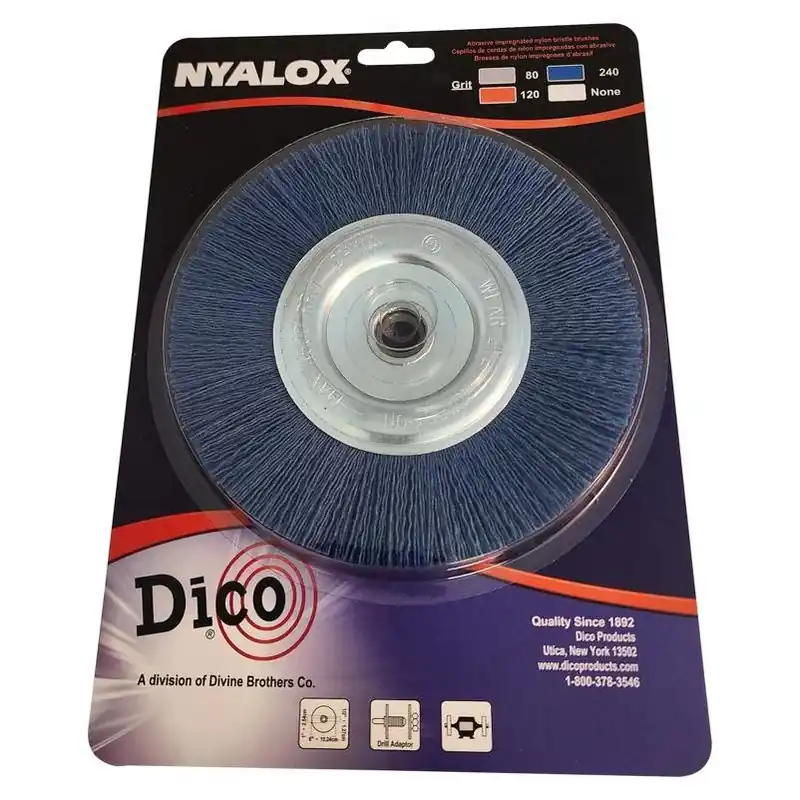 Nyalox 7200063 6 Inch Diameter Bench Grinder Brush, 240 Grit, Blue