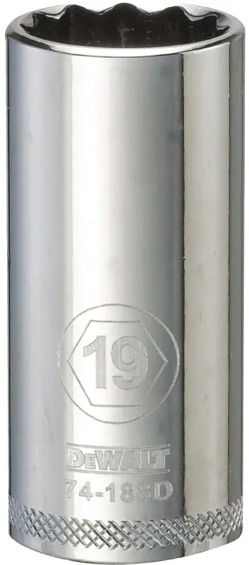 Metric Deep Socket, 12-Point, 3/8 In. Drive, 19mm
