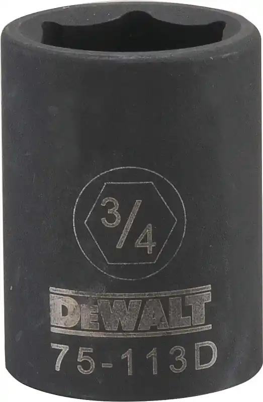 SAE Impact Socket, 6-Point, Black Oxide, 1/2 In. Drive, 3/4 In.