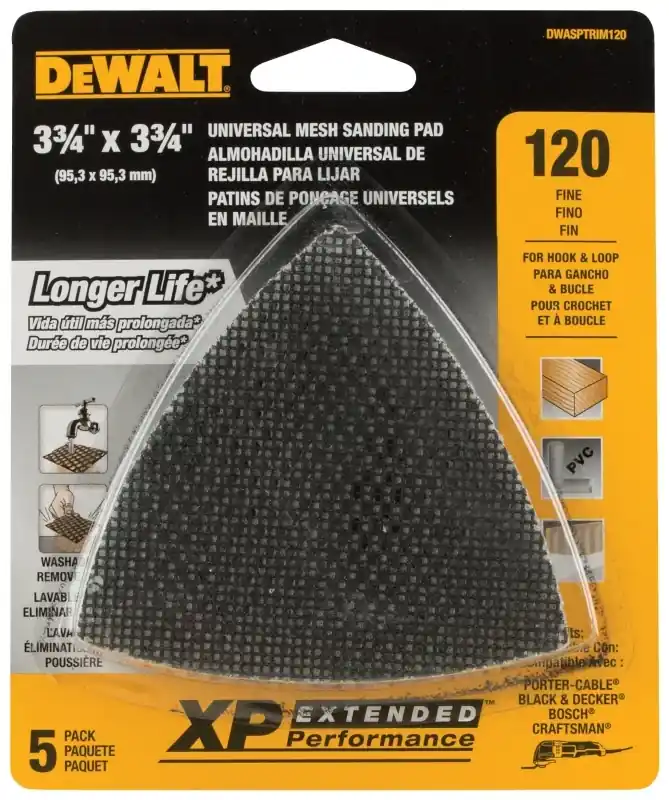 DeWalt Universal Fitment 3-1/2 In. W Silicon Carbide 120 Grit Mesh Triangular Oscillating Sanding Se
