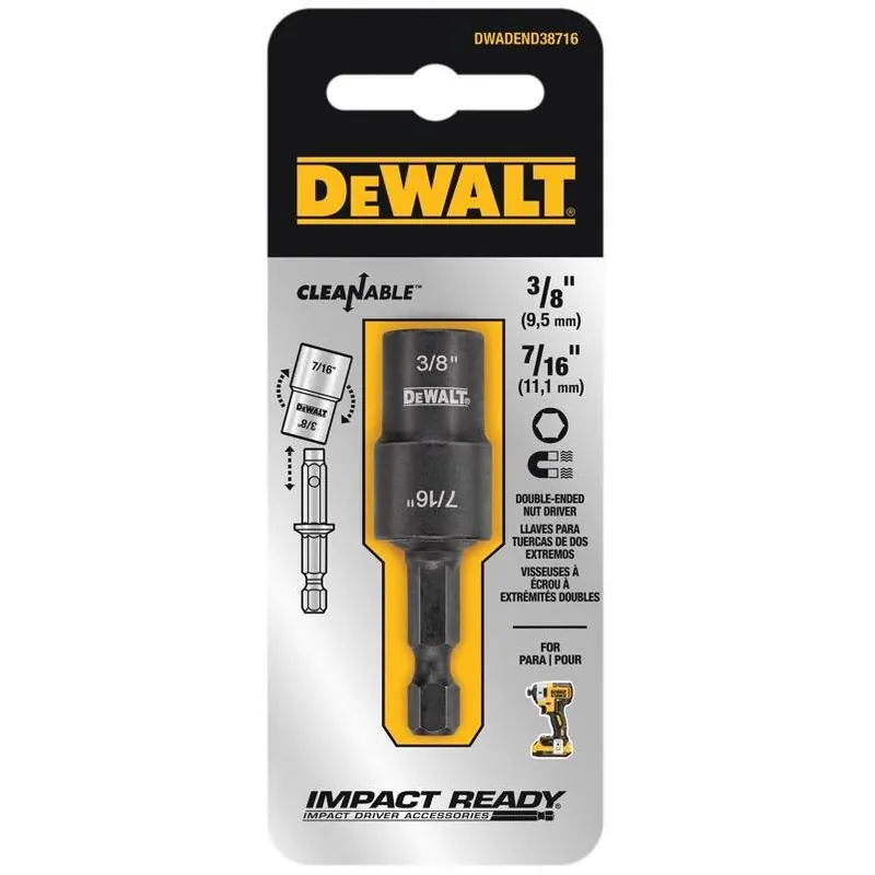 DeWalt Impact‑Ready Double‑Ended Nut Driver Set – 3/8 & 7/16 in., 2‑in. Black Oxide, 2‑Piece