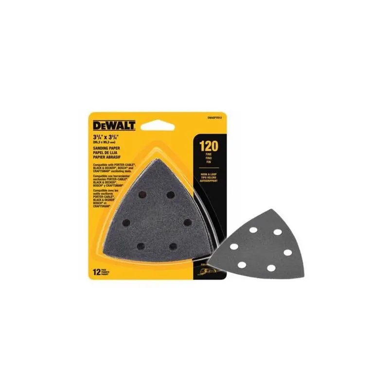 DeWalt 3.75" 120‑Grit Hook‑and‑Loop Triangular Sandpaper – 12‑Piece Set