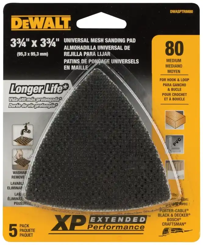 DeWalt 3.5 In. L Silicon Carbide 80 Grit Mesh Triangular Sandpaper Set 5 Pc