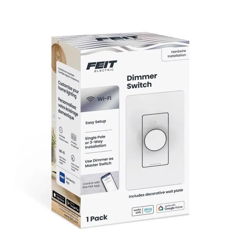 Feit Wi‑Fi Rotary Smart Dimmer – White, Single‑Pole/3‑Way (1‑Pack)