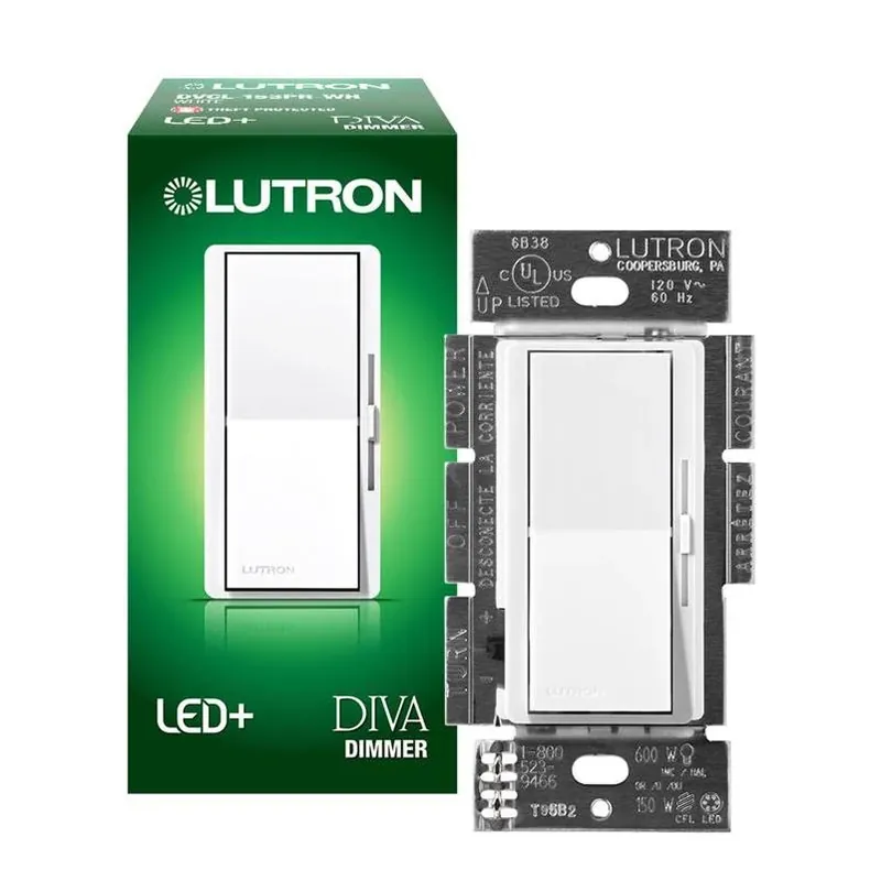 Lutron Diva 150W White Rocker Dimmer Switch – Single‑Pole/3‑Way, 5 A, UL‑Listed