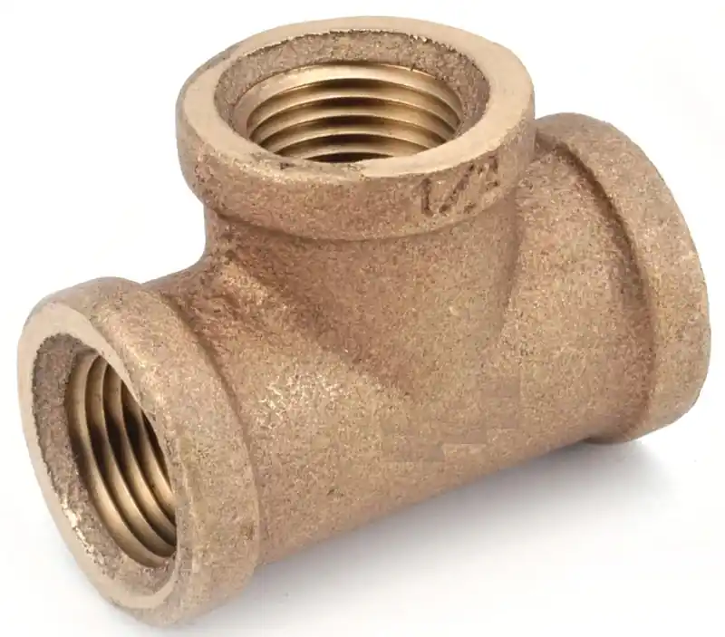 Pipe Fitting, Rough Brass Tee, Lead Free, 1/8 In.
