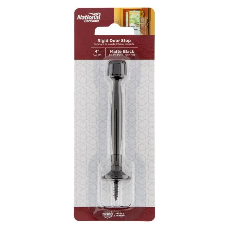 National Hardware 236 Series Rigid Door Stop – 4‑Inch Matte Zinc