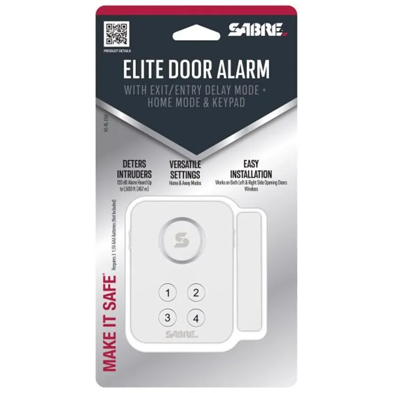 Sabre Wireless Indoor Door Sensor – White, AAA‑Powered