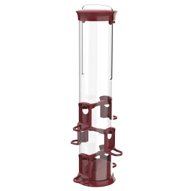 Nature‘s Way 2‑Quart Red Plastic Tube Bird Feeder – High‑Capacity Outdoor Feeder