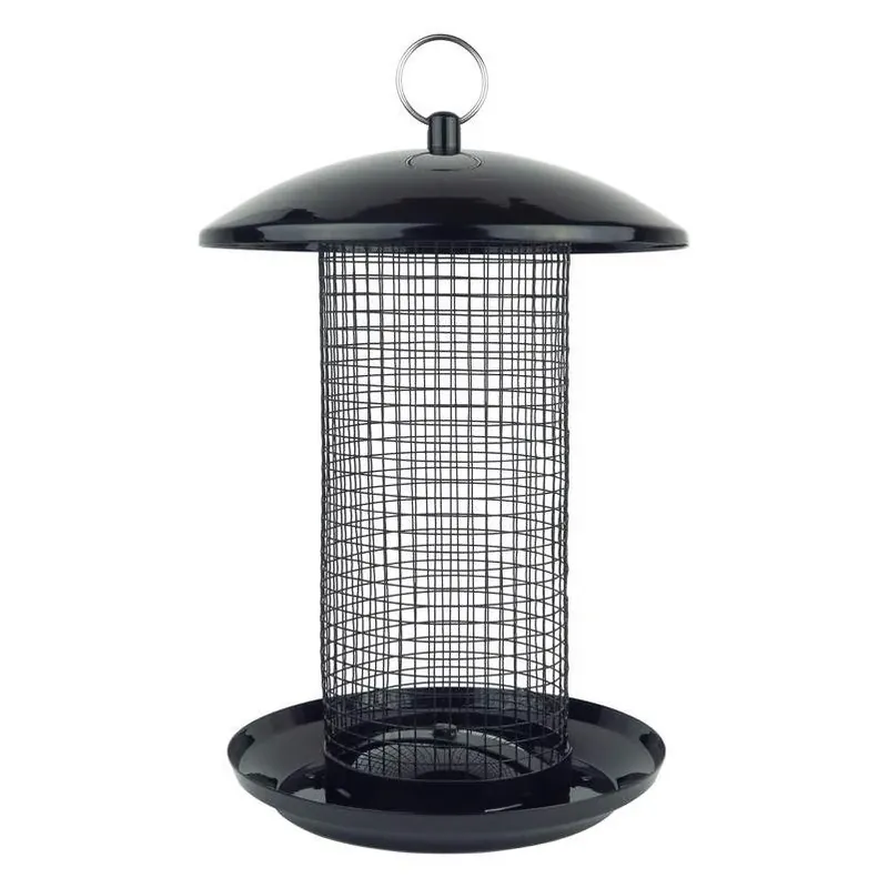 Nature‘s Way 2.75‑Quart Black Metal Mesh Tube Bird Feeder – Midnight Design