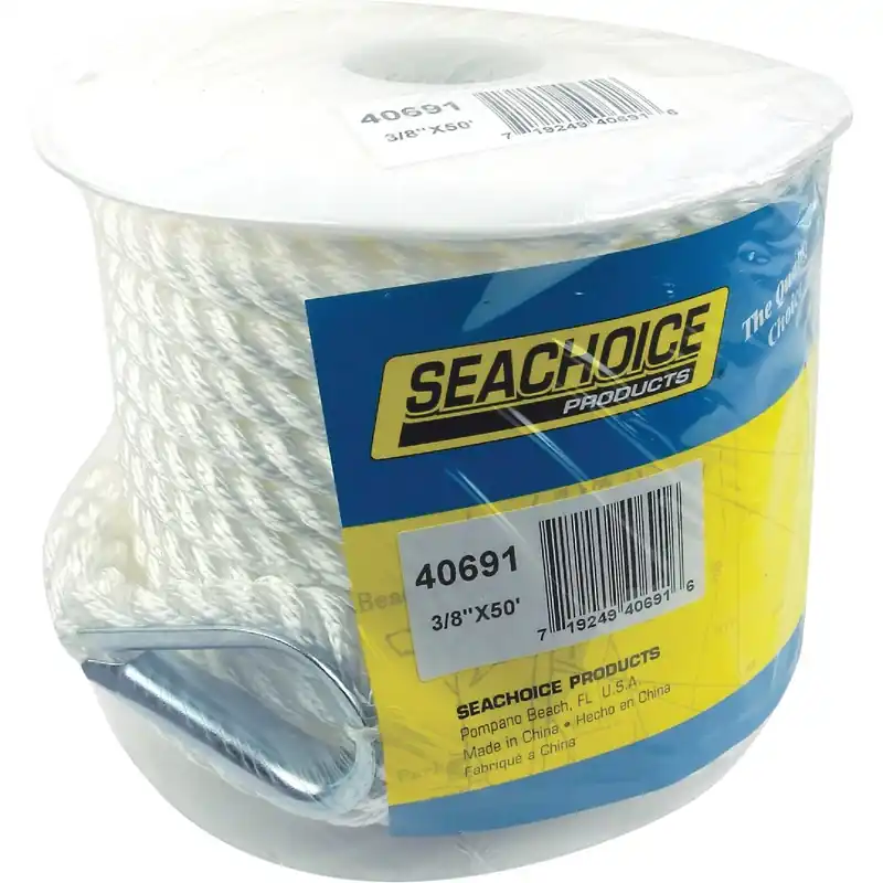 3/8 In. X 50 Ft. 3-strand Twisted Nylon Anchor Line - Durable And Strong