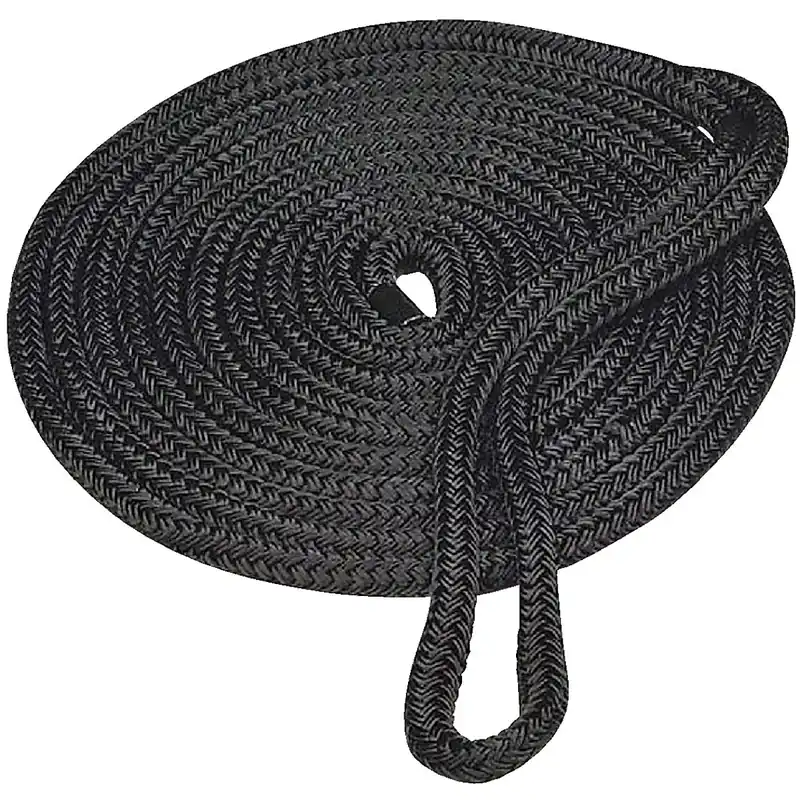 1/2 In. X 25 Ft. Black Double Braid Nylon Dock Line With Eye Splice