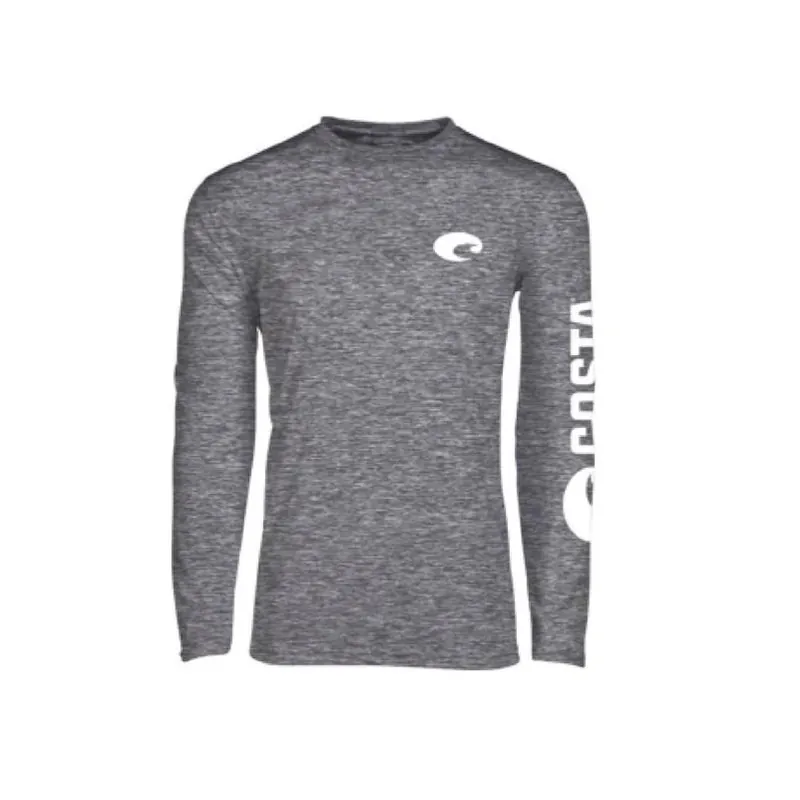 Costa Men‘s XXL Gray Long‑Sleeve Cationic Crew Tee – Premium Polyester Shirt