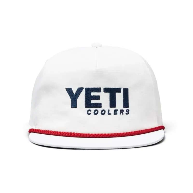 YETI White Flat‑Brim Rope Hat – One Size Unisex Outdoor Cap