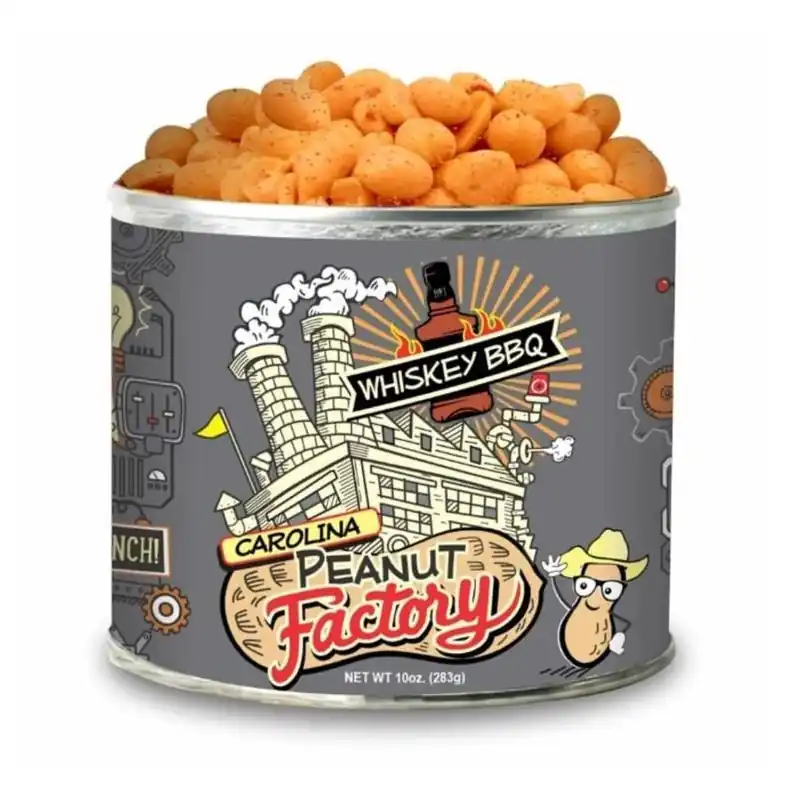 Whiskey BBQ Peanuts – 10 oz Can By 1 in 6 Snacks Carolina Peanut Factory